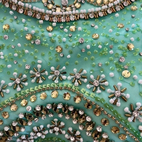 Rachel Allan Prom 2- Piece in Mint Green Size 12 Crop Top with Fishtail Bottom - Picture 9 of 9